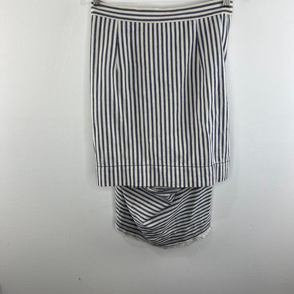 NWT Vivienne Westwood Daphne Draped Skirt Navy Cream Stripes Cotton Mini Size 4 - Picture 5 of 12